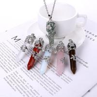 Gemstone Zinc Alloy Pendants, with Natural Stone 