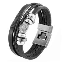 PU Leather Bracelet, with Zinc Alloy, multilayer & for man Approx 8.27 Inch 