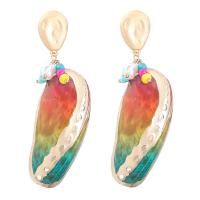 Seashell Earrings, Zinc Alloy, with Shell & Resin, fashion jewelry & for woman, multi-colored 