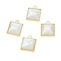 Zinc Alloy Jewelry Pendants, with Pearl Shell,  Square, golden 