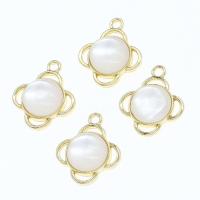 Zinc Alloy Jewelry Pendants, with Pearl Shell, Flower, golden 