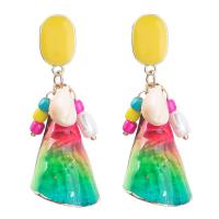 Seashell Earrings, Zinc Alloy, with Shell & Resin, fashion jewelry & for woman & enamel, multi-colored 