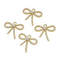 Zinc Alloy Jewelry Pendants, with pearl, Bowknot, golden 