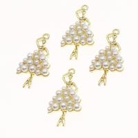 Zinc Alloy Jewelry Pendants, with pearl, Girl, golden 