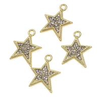 Zinc Alloy Rhinestone Pendants, Star, with rhinestone, golden 