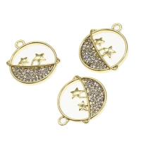 Zinc Alloy Rhinestone Pendants, Round, with rhinestone, golden 