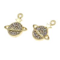 Zinc Alloy Rhinestone Pendants, Cosmic, with rhinestone, golden 