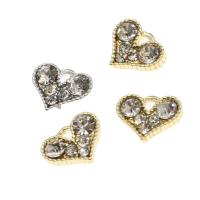 Zinc Alloy Rhinestone Pendants, Heart, with rhinestone, mixed colors 