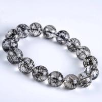 Bracelets quartz, Quartz rutile noir, unisexe & antifatigue, noire .7 pouce, Vendu par PC