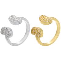 Brass Cuff Finger Ring, plated, Adjustable & micro pave cubic zirconia & for woman Inner Approx 17mm 