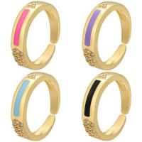 Cubic Zirconia Micro Pave Brass Finger Ring, gold color plated, Adjustable & micro pave cubic zirconia & for woman & enamel Inner Approx 17mm 