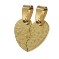 Stainless Steel Couple Pendant, Heart, DIY, golden 