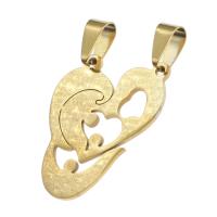 Stainless Steel Couple Pendant, Heart, DIY, golden 