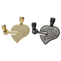 Stainless Steel Couple Pendant, Heart 