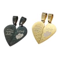 Stainless Steel Couple Pendant, Heart 