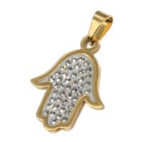 Pendentifs en acier inoxydable strass, main, avec strass, plus de couleurs à choisir Vendu par PC