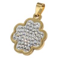 Pendentifs en acier inoxydable strass, Trois Clover Leaf, avec strass, plus de couleurs à choisir Vendu par PC