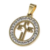 Pendentifs en acier inoxydable strass, Rond, avec strass, plus de couleurs à choisir Vendu par PC