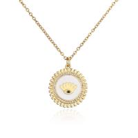 Cubic Zircon Micro Pave Brass Necklace, 18K gold plated, with eye pattern & micro pave cubic zirconia & for woman & enamel Approx 17.72 Inch 