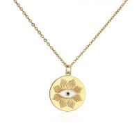 Brass cubique Collier zircon, laiton, Plat rond, Plaqué or 18K, pavé de micro zircon & pour femme & émail, plus de couleurs à choisir Environ 17.72 pouce, Vendu par PC