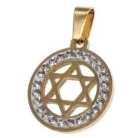 Pendentifs en acier inoxydable strass, Rond, avec motif d'étoile & avec strass, plus de couleurs à choisir Vendu par PC