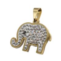 Pendentifs en acier inoxydable strass, éléphant, avec strass, plus de couleurs à choisir Vendu par PC