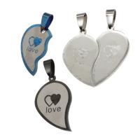 Stainless Steel Couple Pendant, Heart 