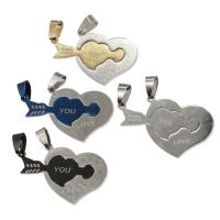 Stainless Steel Couple Pendant, Heart 