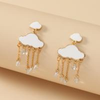 Fashion Fringe Earrings, Zinc Alloy, Cloud, fashion jewelry & for woman & with rhinestone, gold 