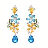 Cubic Zirconia Micro Pave Brass Earring, fashion jewelry & micro pave cubic zirconia & for woman 