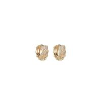 Brass Huggie Hoop Earring, 14K gold plated & micro pave cubic zirconia & for woman 