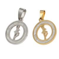 Stainless Steel Pendants, with Shell, Round 