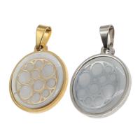 Stainless Steel Pendants, with Shell, Round 