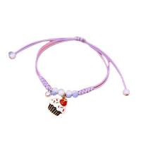 Fashion Create Wax Cord Bracelets, Zinc Alloy, with Porcelain & Wax Cord, Adjustable & for woman & enamel, purple Approx 7 Inch 