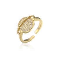 Cubic Zirconia Micro Pave Brass Finger Ring, 18K gold plated, Adjustable & micro pave cubic zirconia & for woman 