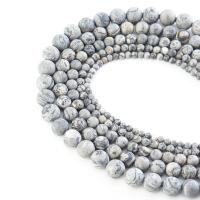 Map Stone Beads, Round, DIY & matte, grey cm 