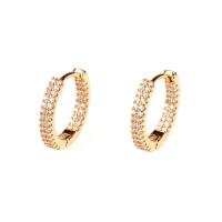 Brass Huggie Hoop Earring, gold color plated, fashion jewelry & micro pave cubic zirconia & for woman 