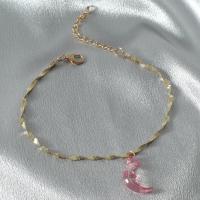 Fashion Jewelry Anklet, Acrylique, lune, bijoux de mode & pour femme, doré, Vendu par PC