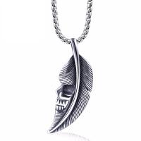 Pendentifs en titane, Acier titane, Placage de couleur argentée, avec le motif de la tête de mort & pour homme, argent Vendu par PC