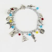 Bracelets de cristal en alliage zinc, alliage de zinc, avec cristal, pour femme, multicolore, 244mm, Vendu par PC