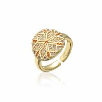 Brass Cuff Finger Ring, 18K gold plated, Adjustable & micro pave cubic zirconia & for woman 