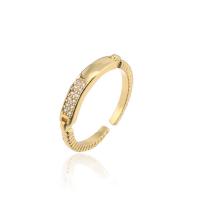 Brass Cuff Finger Ring, 18K gold plated, Adjustable & micro pave cubic zirconia & for woman 