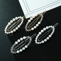 Hair Clip, Zinc Alloy, with Plastic Pearl, plated, fashion jewelry & for woman & with rhinestone 