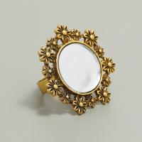 Zinc Alloy Finger Ring, plated, fashion jewelry & with mirror & for woman, antique gold color 