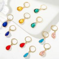 Boucle d'oreille de goutte en cristal, avec alliage de zinc, larme, 6 pièces & styles différents pour le choix & pour femme & facettes, multicolore, Vendu par fixé