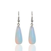 Opaline Boucle d'oreille goutte, avec alliage de zinc, larme, pour femme, blanc Vendu par paire