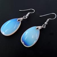 Opaline Boucle d'oreille goutte, avec alliage de zinc, larme, pour femme, blanc Vendu par paire