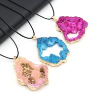 Quartz Necklace, plated, druzy style - cm 