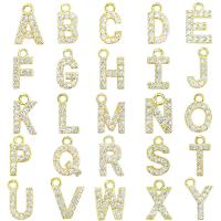 Cubic Zirconia Micro Pave Brass Pendant, Alphabet Letter, plated, micro pave cubic zirconia, golden 