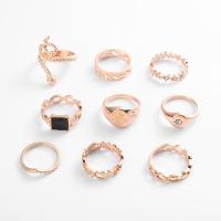 Zink-Legierung Ring Set, Zinklegierung, goldfarben plattiert, neun Stück & Modeschmuck & für Frau & mit Strass, goldfarben, frei von Nickel, Blei & Kadmium, verkauft von setzen